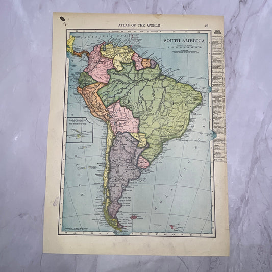 Map of Northern South America, South America Double Sided 1910 Print V14-7