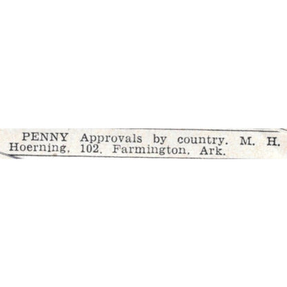 Penny Approvals by Country - M.H. Hoerning, Farmington Arkansas 1955 Ad AG1-S9