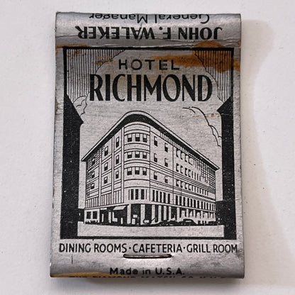 Hotel Richmond Berkshire Apartments Richmond Grill Matchbook Cover TB8-MB3-7