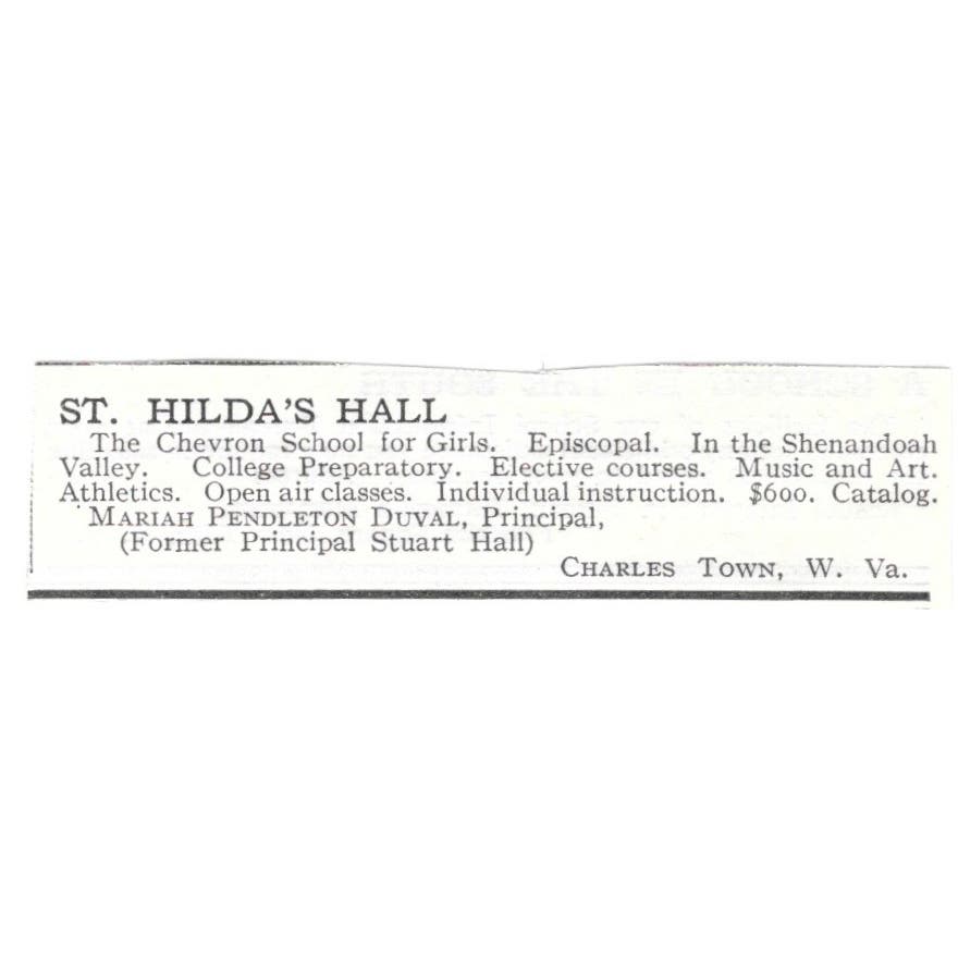 St. Hilda's Mariah Pendleton Duval Charles Town WV c1918 Advertisement AE5-SV1