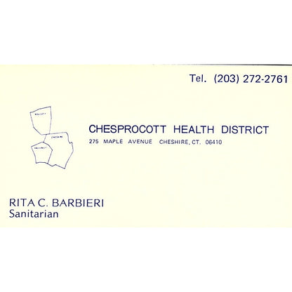 Rita C Barbieri Chesprocott Health District Cheshire CT Vtg Business Card SD9-B9