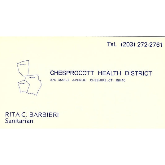 Rita C Barbieri Chesprocott Health District Cheshire CT Vtg Business Card SD9-B9