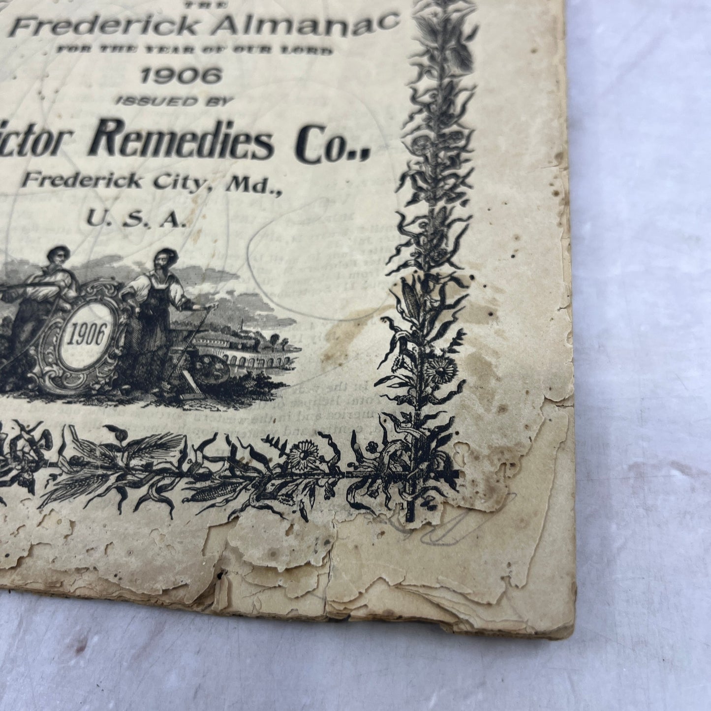 1906 Frederick Almanac Victor Remedies Co Frederick City MD D22