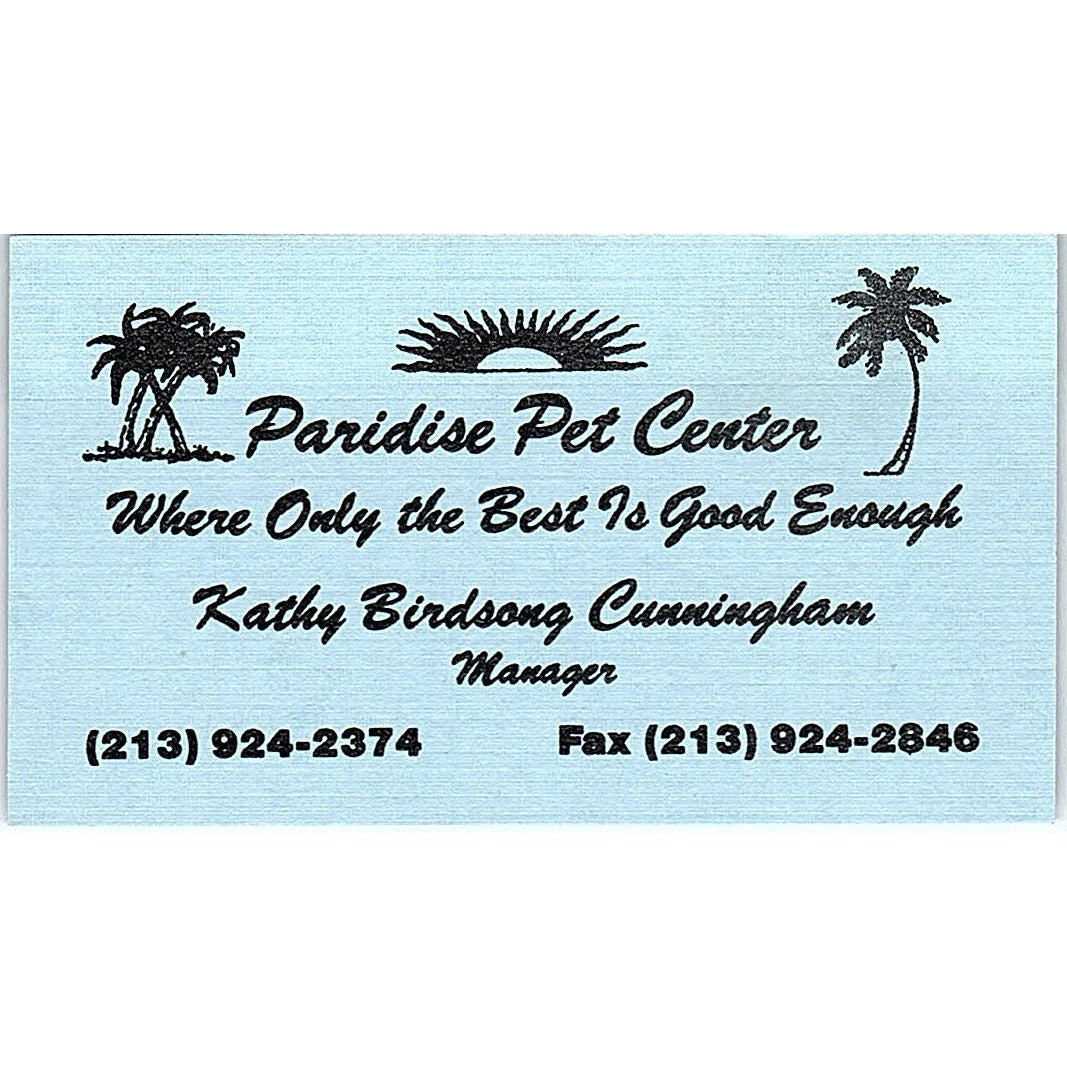 Paradise Pet Center Kathy Birdsong Cunningham Long Beach Business Card SC9-B1