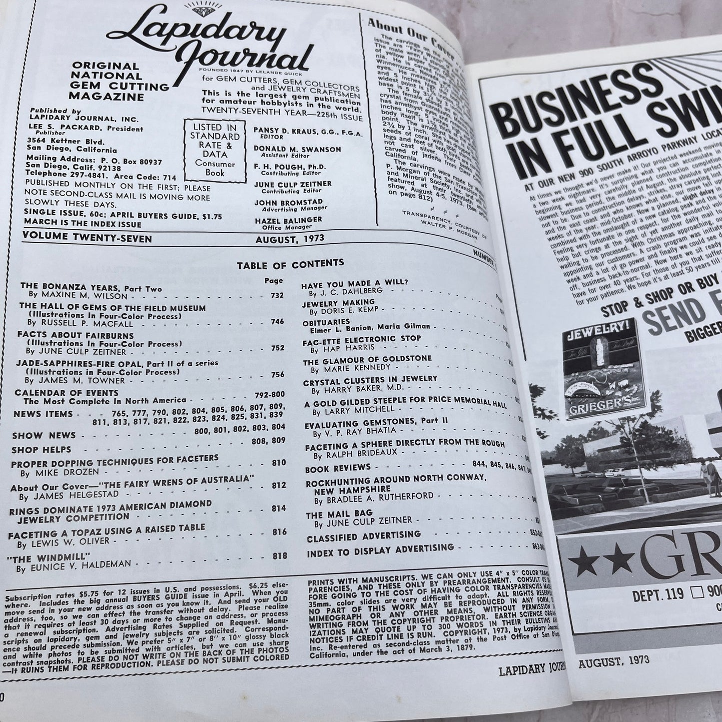 Fairy Wrens of Australia - Lapidary Journal Magazine - Aug 1973 M23