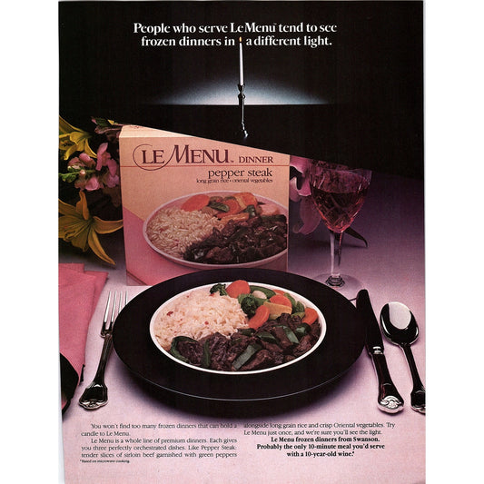 Le Menu Frozen Dinners 1984 Ad AF8-5