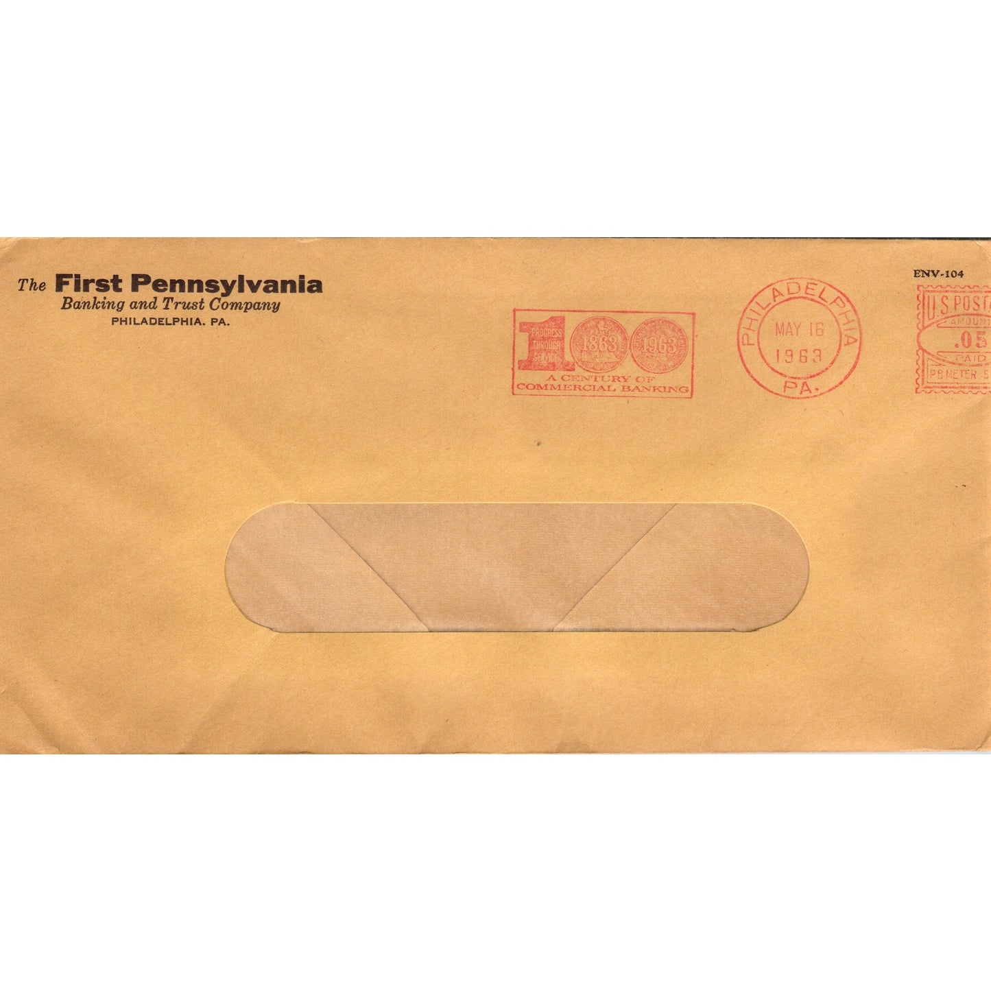 1963 May 16 Century of Commercial Banking First PA Banking Envelope TG7-PC3