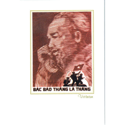 Vietnam War Fabric Greeting Card Ho Chi Minh Says Victory We Will Win AB9