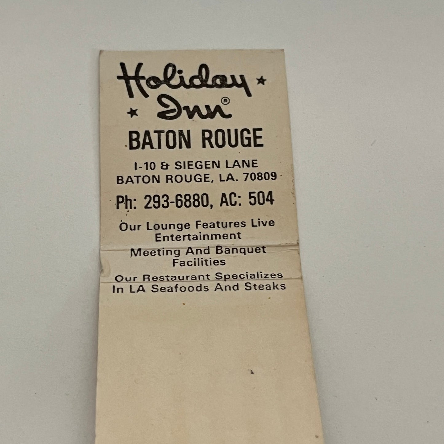 Holiday Inn Holidex Baton Rouge LA Vintage Matchbook MB59-1