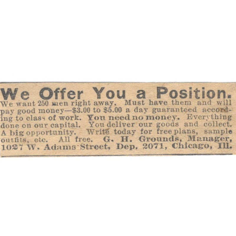 G.H. Grounds Manager W. Adams St. Chicago IL 1910 Magazine Ad AF1-SS8