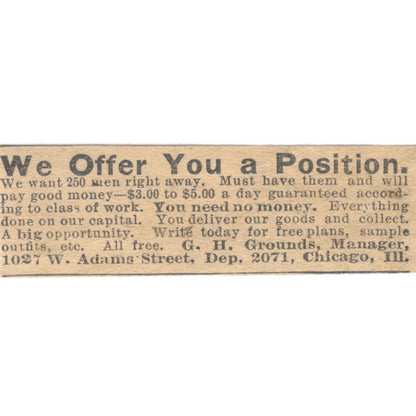 G.H. Grounds Manager W. Adams St. Chicago IL 1910 Magazine Ad AF1-SS8