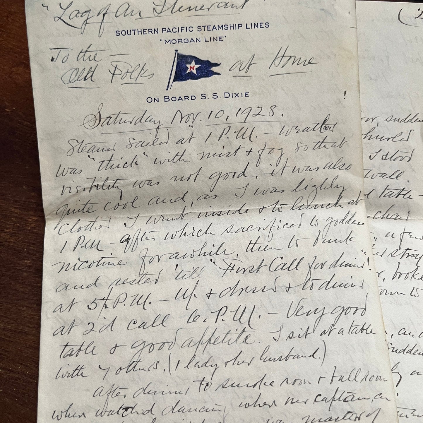 1928 Southern Pacific Steamship Morgan Line SS Dixie Handwritten Letter AF4