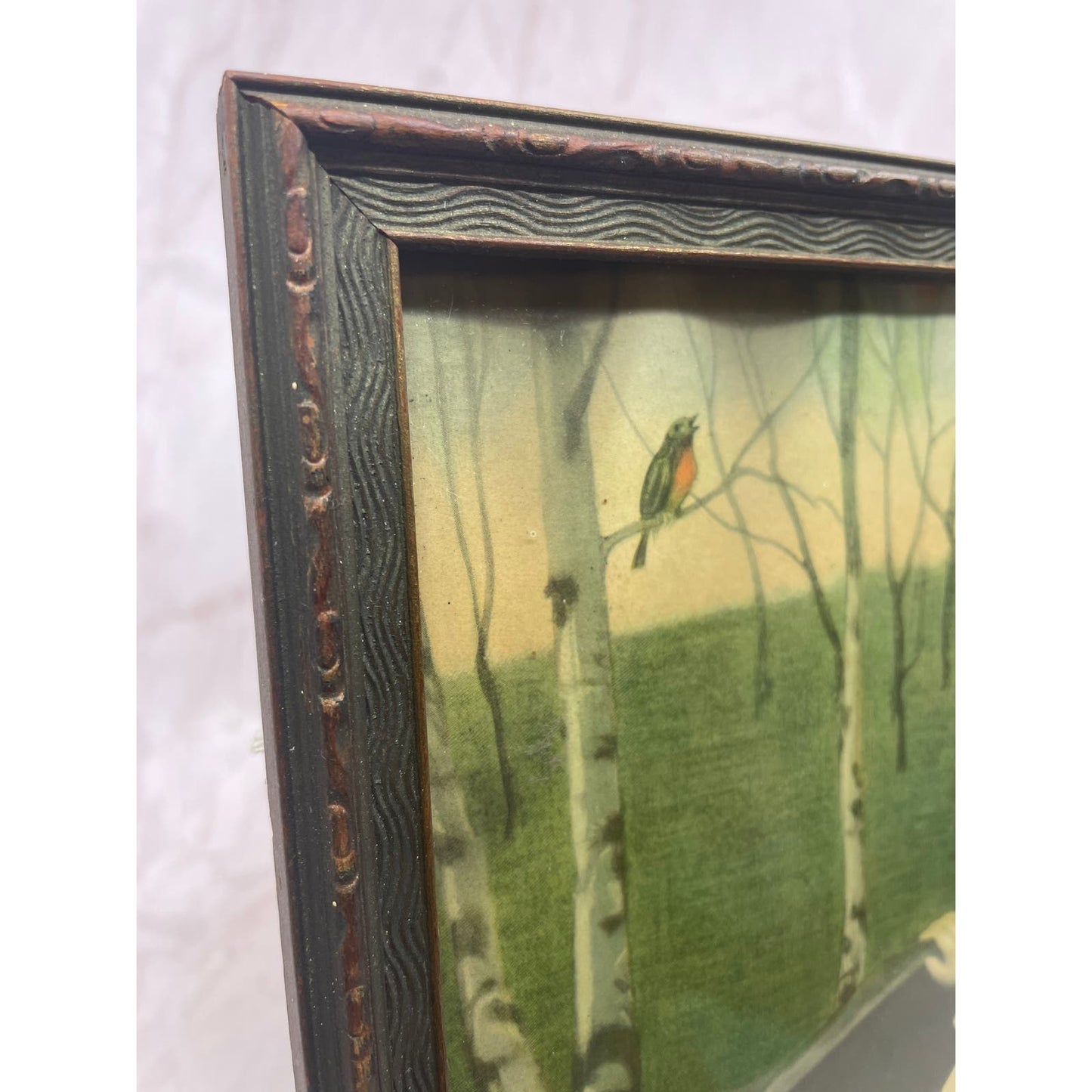 Framed Vintage Antique “Spring Song” Simon Glucklich Litho Print
