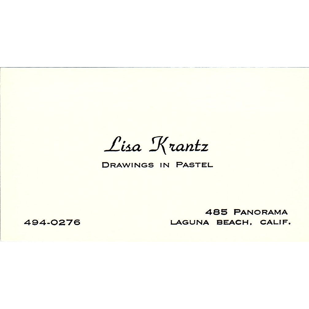 Lisa Krantz Pastel Drawings Artist Laguna Beach CA Vintage Business Card SE3-B11