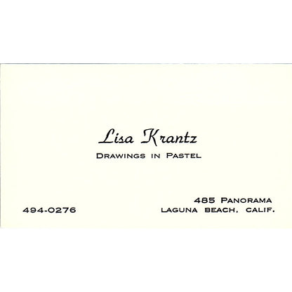 Lisa Krantz Pastel Drawings Artist Laguna Beach CA Vintage Business Card SE3-B11
