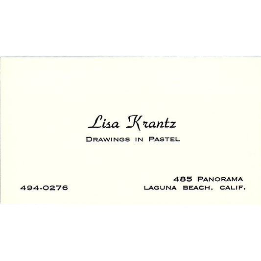 Lisa Krantz Pastel Drawings Artist Laguna Beach CA Vintage Business Card SE3-B11