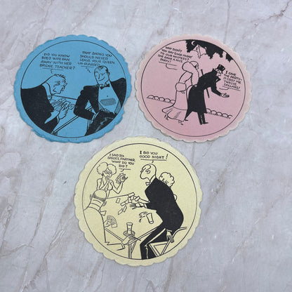 Vintage Bridge Coaster Illustrated Humor Cartoon Set of 3 TH9-BC-5
