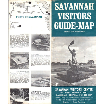 Vintage Savannah GA Visitors Guide Fold Out Map & Travel Brochure TH2-O1