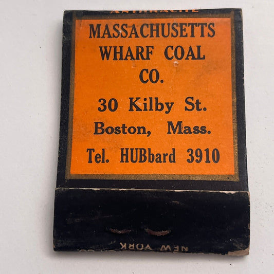 Massachusetts Wharf Coal Co 30 Kilby St Boston Vintage Matchbook Cover TB8-MB-7