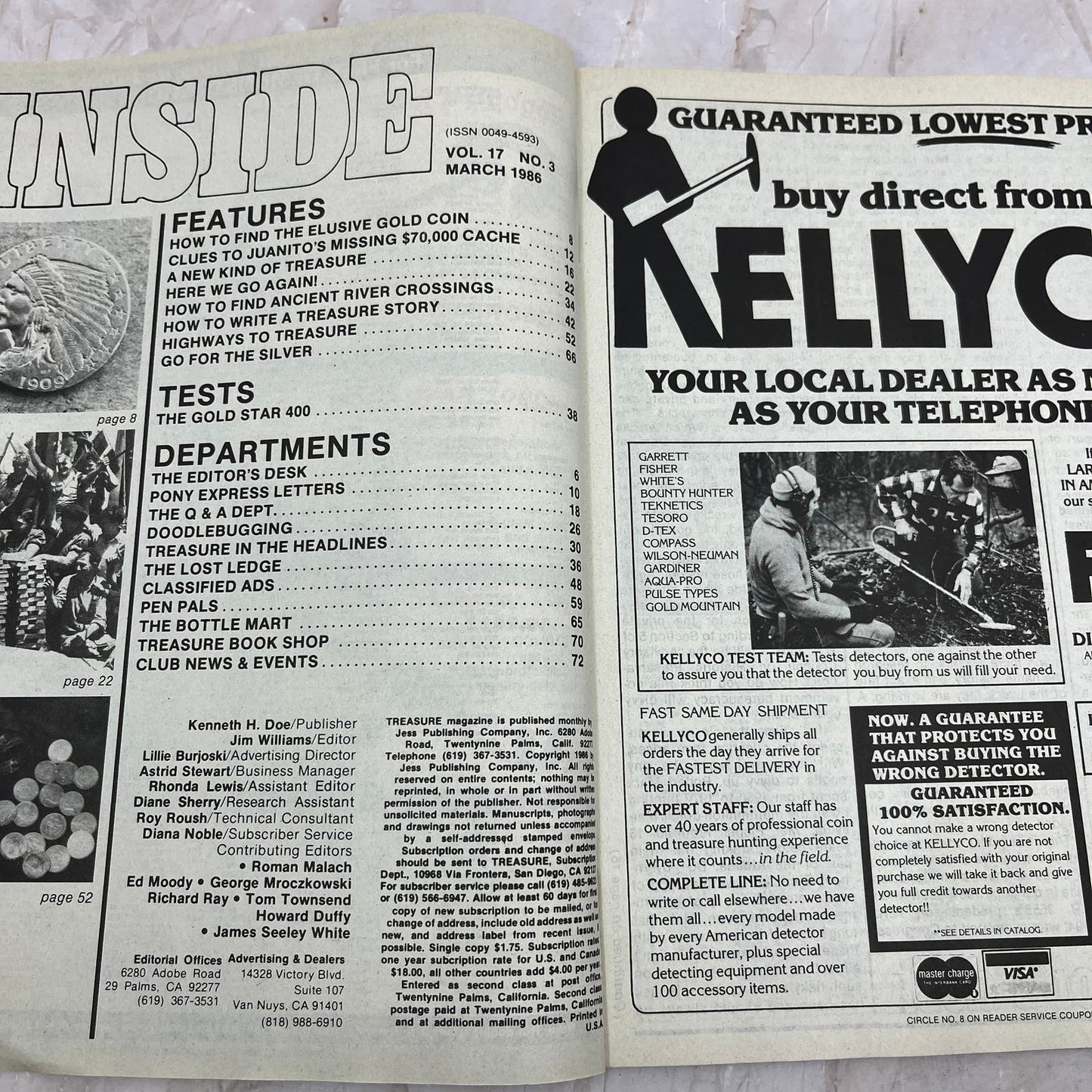 1986 March - Treasure Magazine - Treasure Hunting Metal Detecting Gold Coins M10