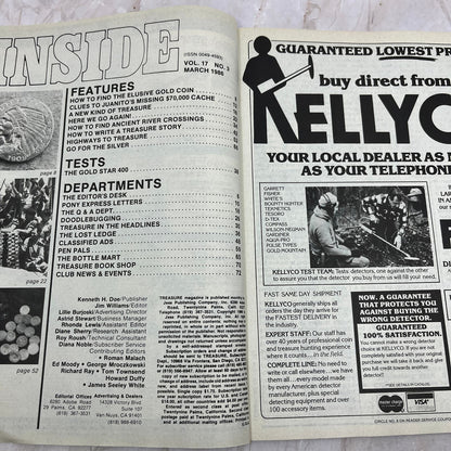 1986 March - Treasure Magazine - Treasure Hunting Metal Detecting Gold Coins M10