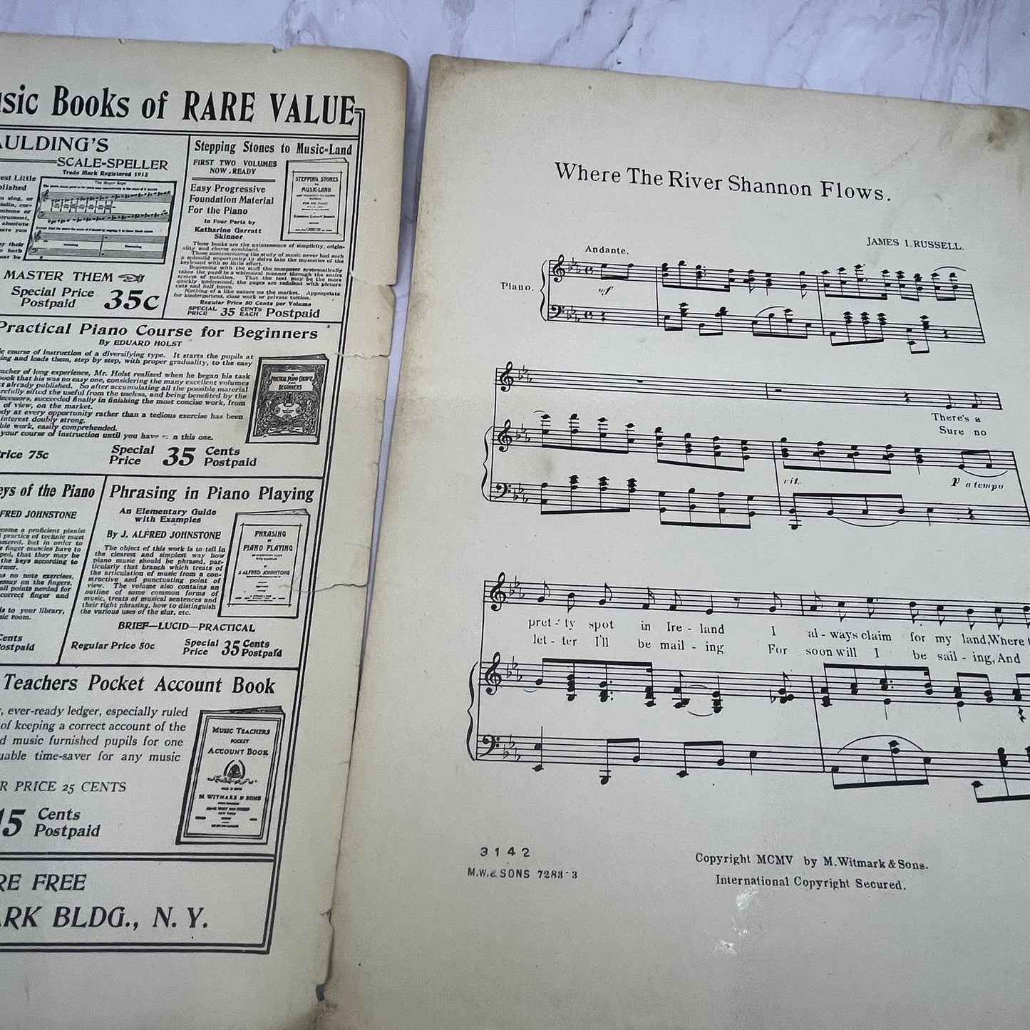 Where River Shannon Flows Irish Swanee River Russell Bros 1905 Sheet Music V15