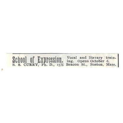 School of Expression S.S. Curry Boston MA c1890 Victorian Ad AE8-CH12