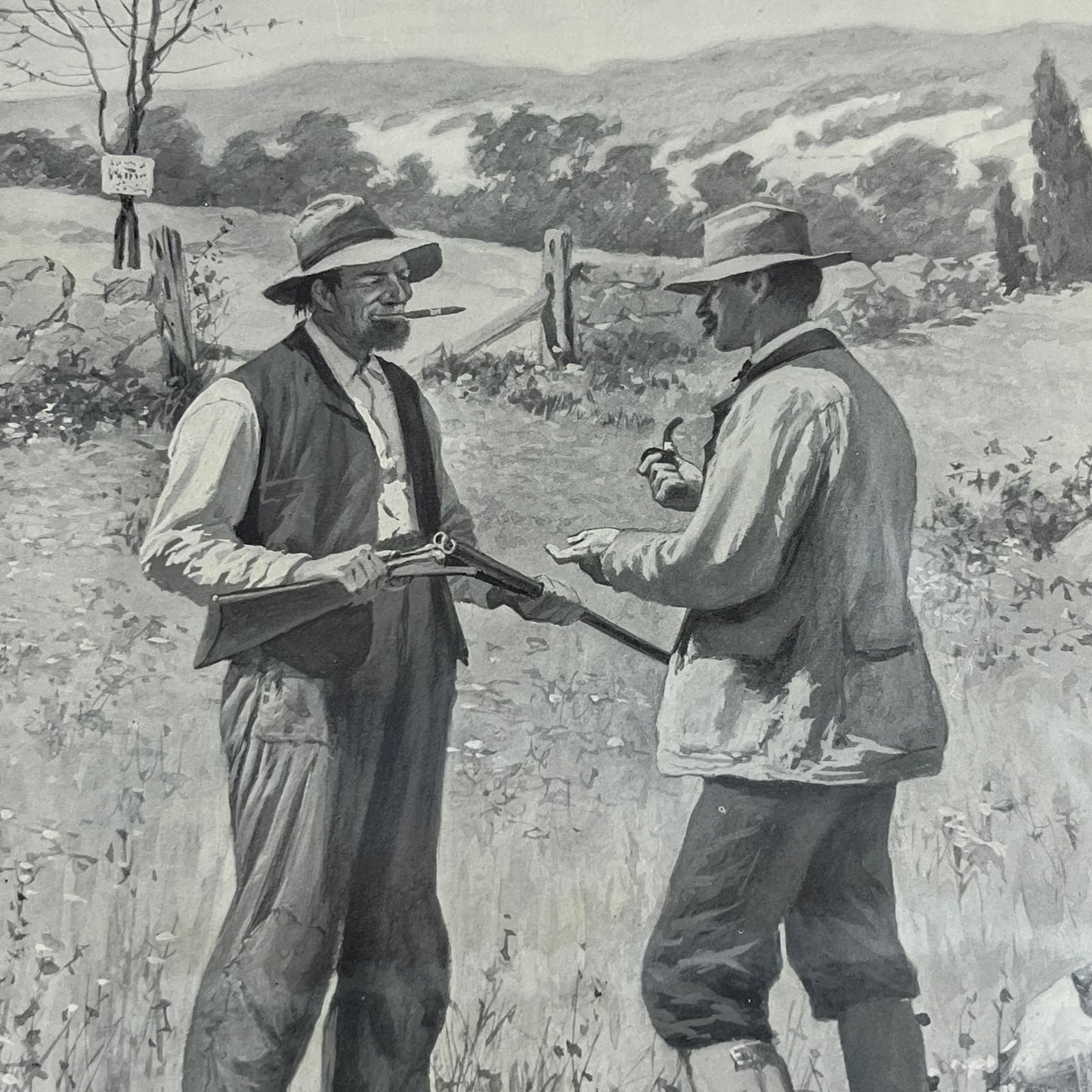 A.B. Frost Hunting Getting 'Round The Old Man Dog c1905 Antique Print FL6-9