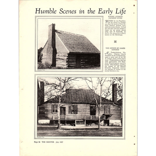 Humble Scenes in Early Life of Four US Presidents 2 Page Article 1927 AG3-5