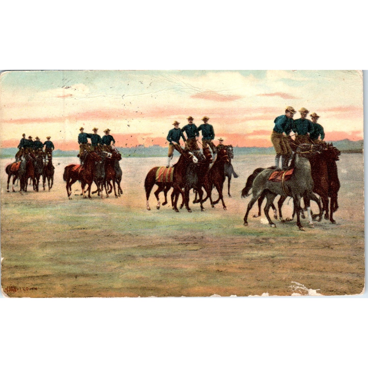1908 Spanish American War Cavalry Patrol Murray KY Original Postcard PD2