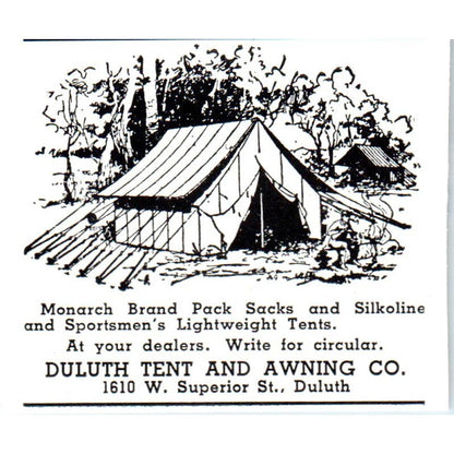 Duluth Tent & Awning Co Superior St. Duluth MN 1940 Magazine Ad AF1-SS4