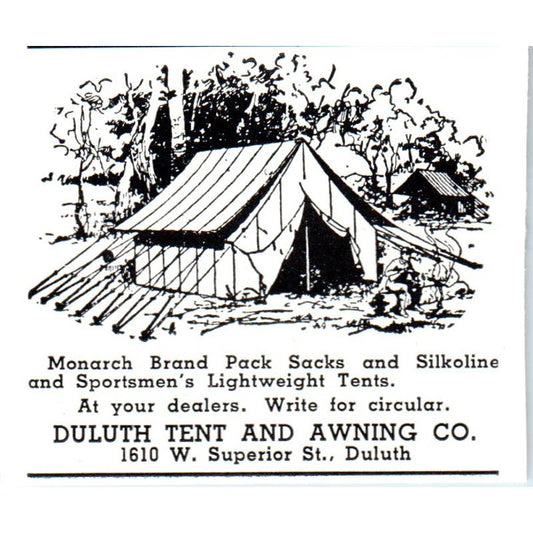 Duluth Tent & Awning Co Superior St. Duluth MN 1940 Magazine Ad AF1-SS4