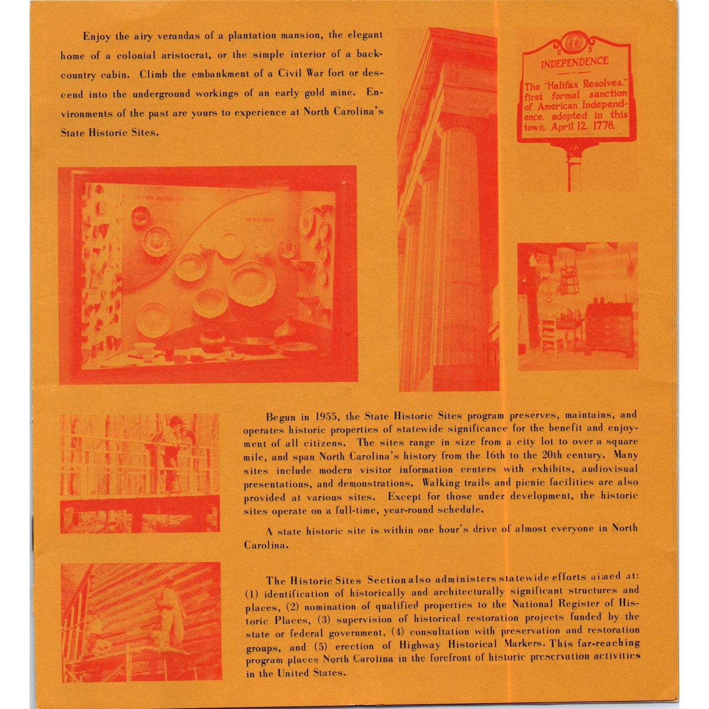 Vintage Environments of the Past NC State Historic Sites Travel Brochure H5-5