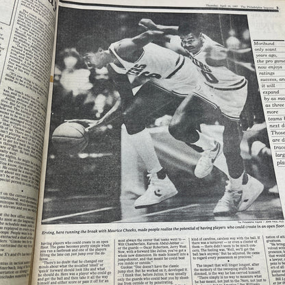 Philadelphia Inquirer April 16 1987 Julius Erving Retirement Tribute Issue TK3