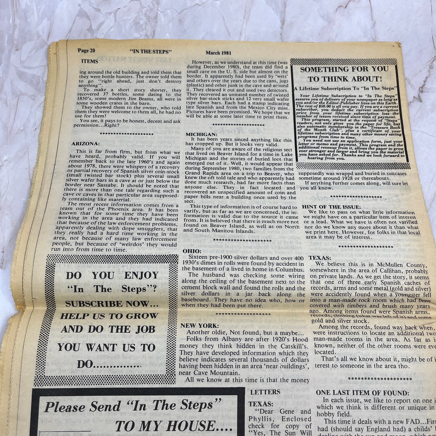 1981 March - In the Steps of the Treasure Hunter Newspaper - Grand Island FL M11