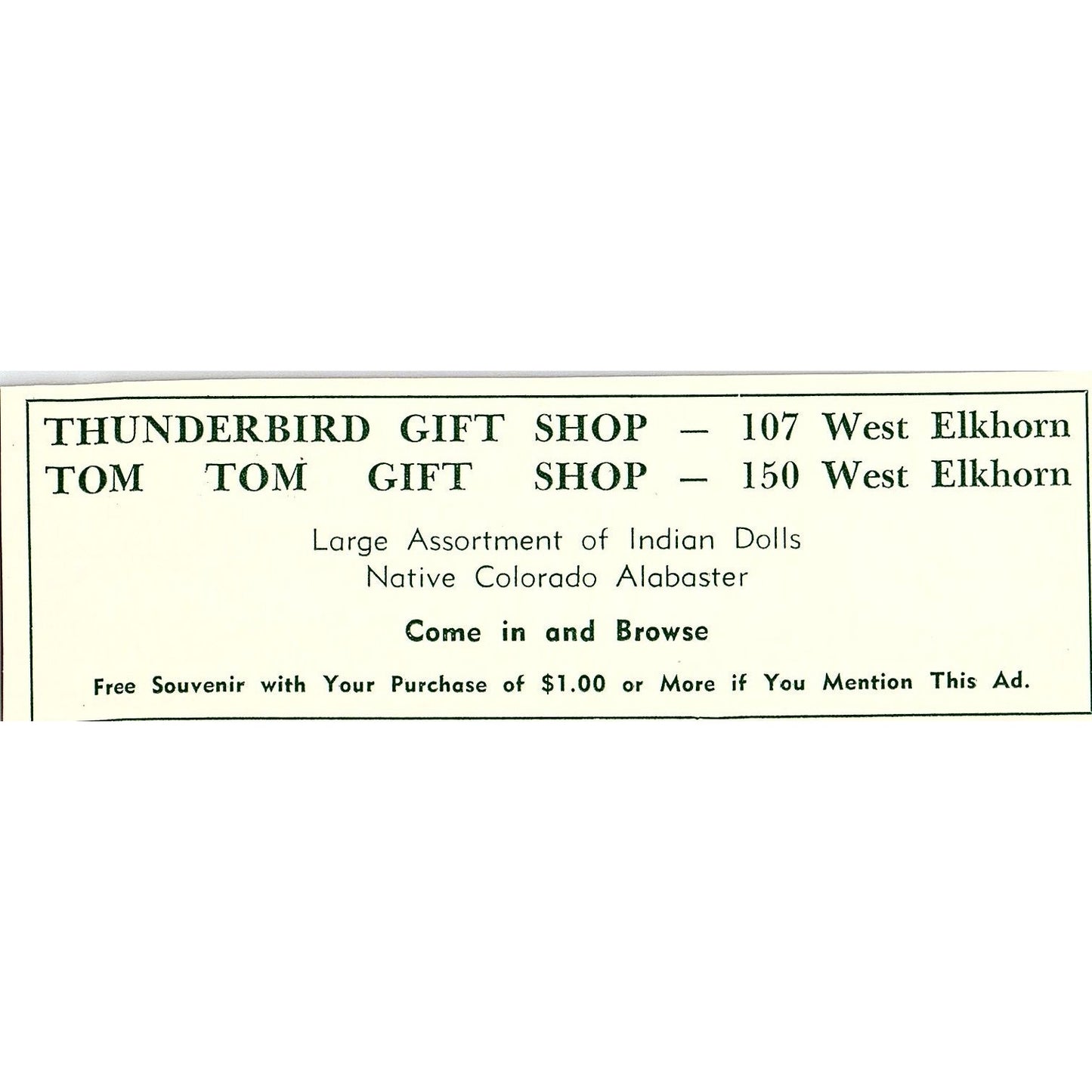 Park Oil Co Phillips 66, Thunderbird Gift Shop 1957 Estes Park CO Ad AG4-M1