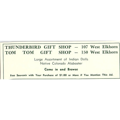 Park Oil Co Phillips 66, Thunderbird Gift Shop 1957 Estes Park CO Ad AG4-M1