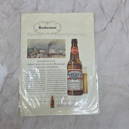 1932 Budweiser Beer Life on the Mississippi 9x12 Magazine Advertisement FL6-6