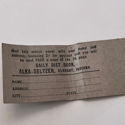 Alka-Seltzer Merry Christmas Elkhart Indiana Vintage Matchbook Cover TB8-MB-11