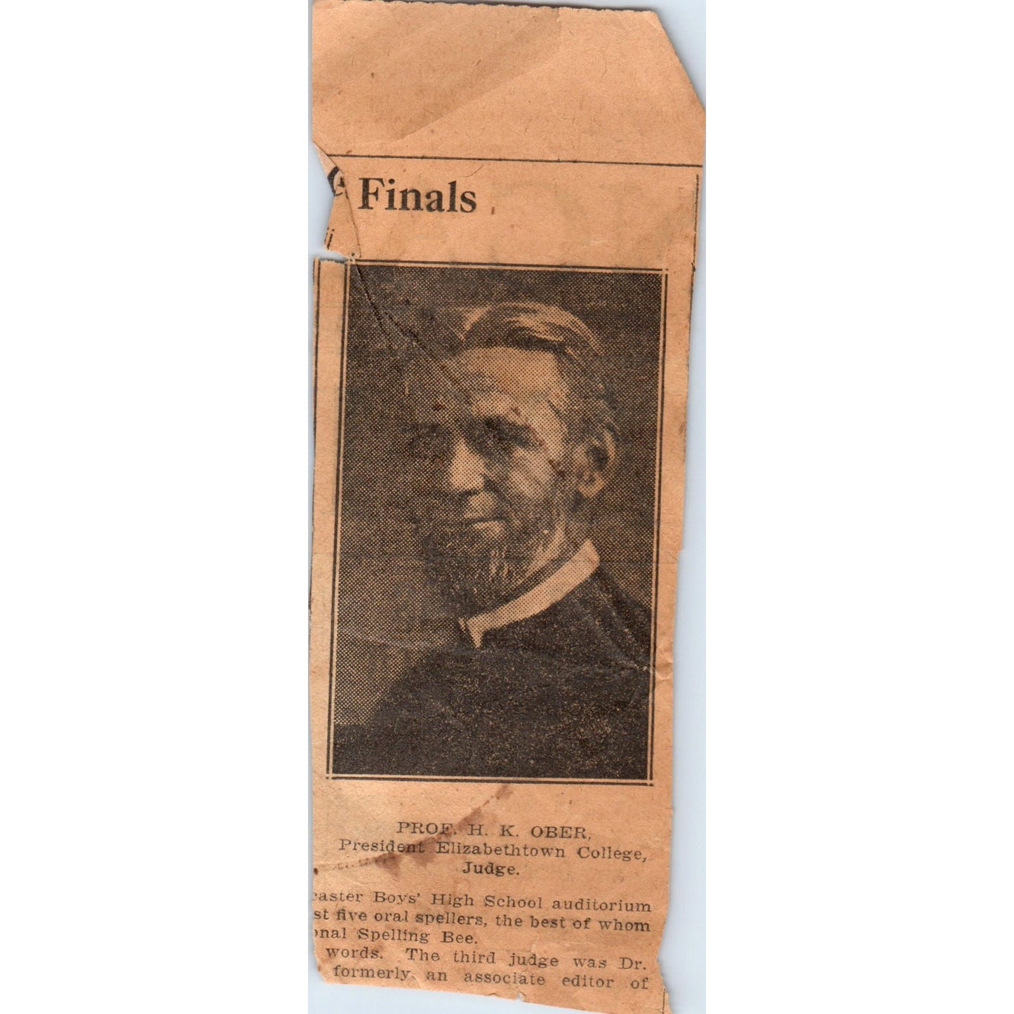 Antique Clipping of Professor H.K. Ober President Elizabethtown College PA D21