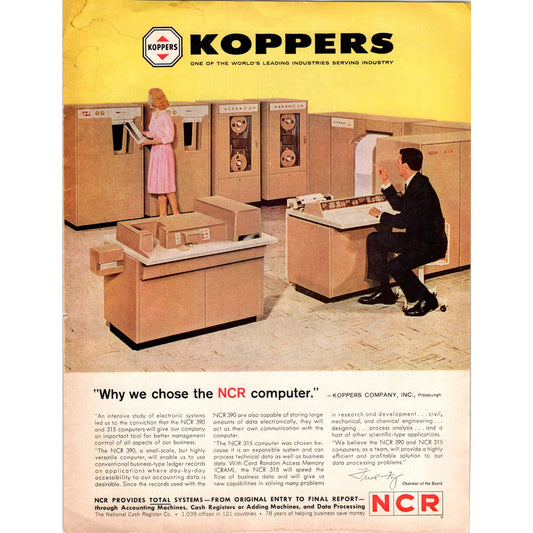 Koppers NCR Computer 8x11 Vintage Magazine Advertisement Co D9