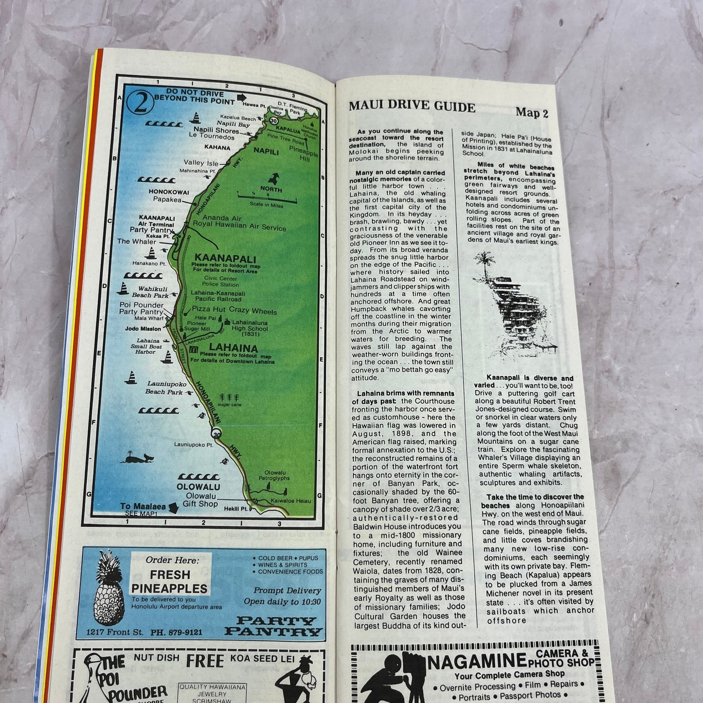 1977 Maui Drive Guide Tourist Travel Guide Booklet Hawaii TJ5-E1