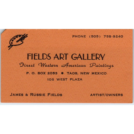 James & Russie Fields Art Gallery Taos NM Vintage Business Card SD4-B4