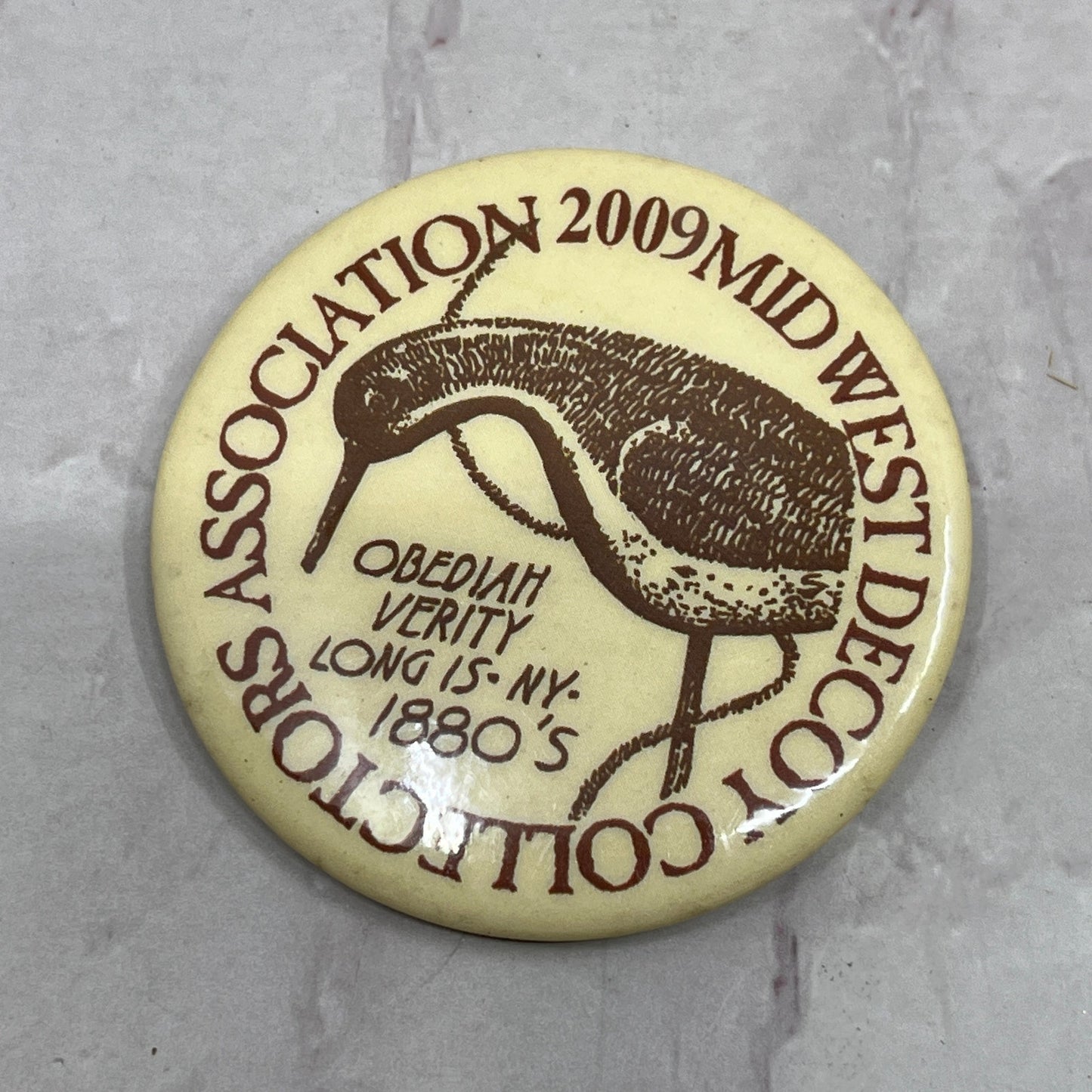 Midwest Decoy Collector Association Obediah Verity Vintage Pinback Button TC5-PB