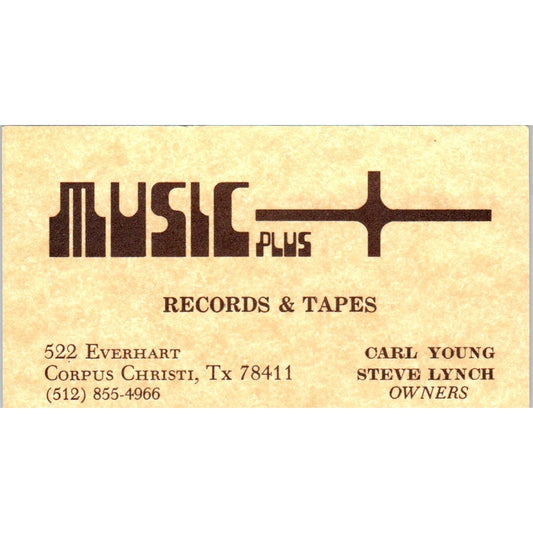 Music Plus Carl Young Steve Lynch Corpus Christi Vintage Business Card SD8-B20