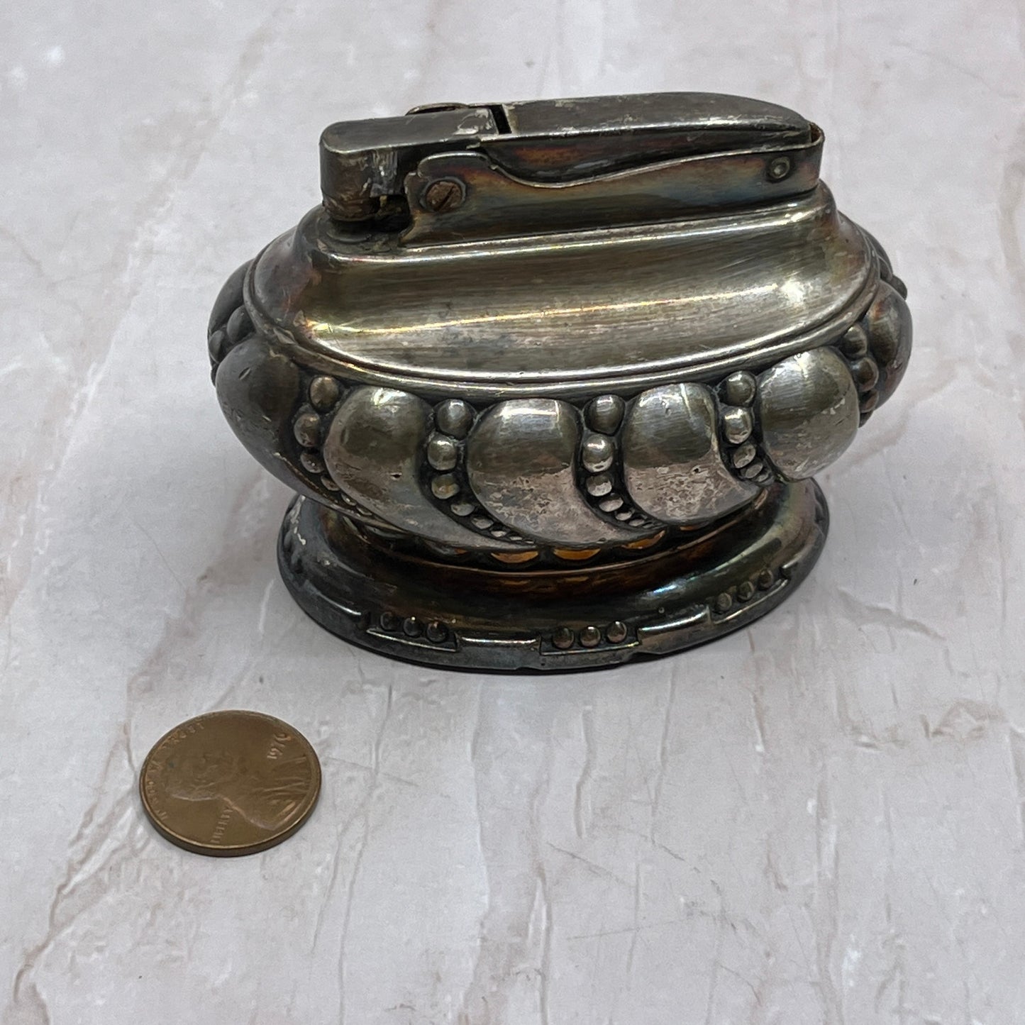 Vintage Art Deco Ronson Crown Silver Plate Table Lighter TL26