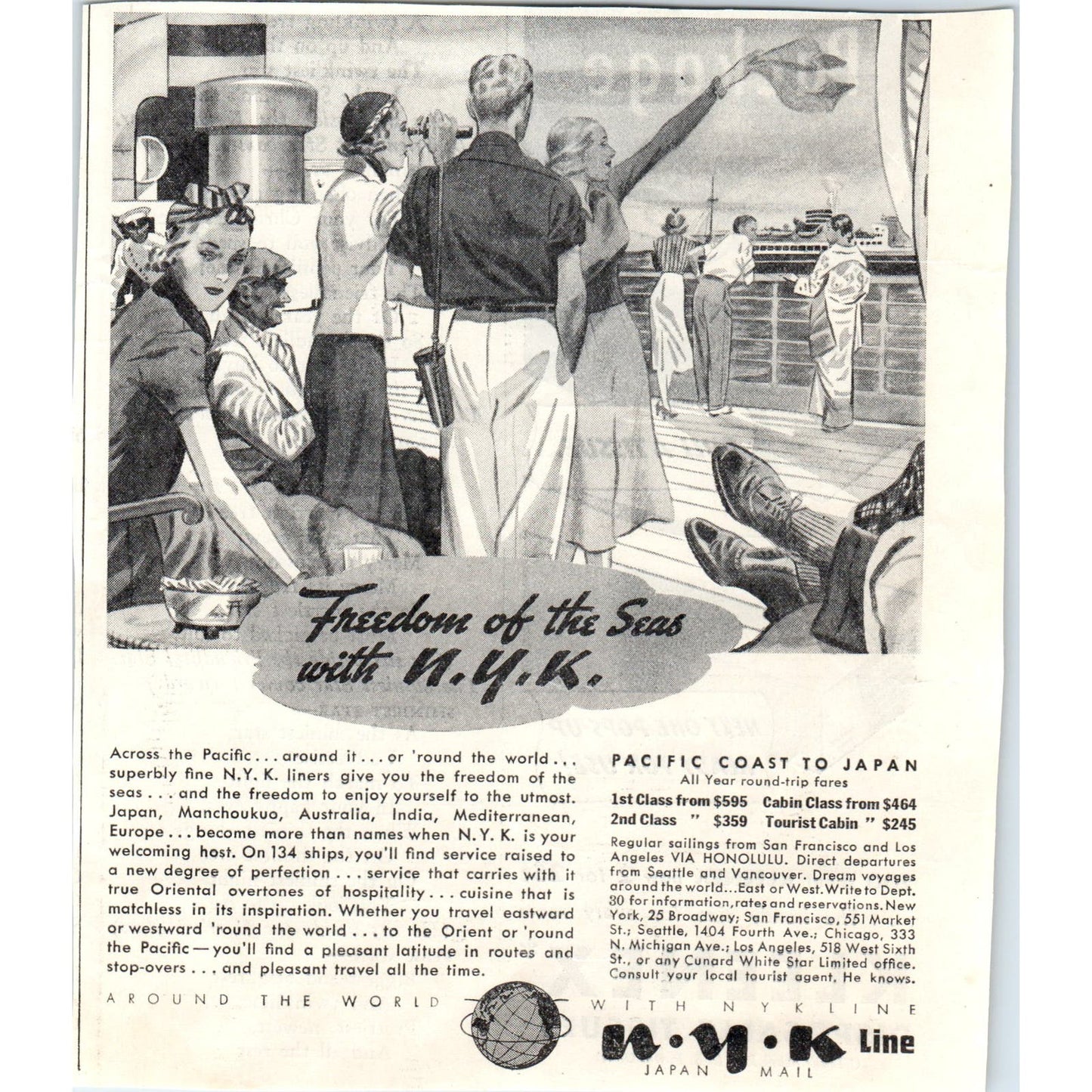 NYK Line Steamer Japan Cruise 1930s Instructor Magazine Advertisement AE4-I1