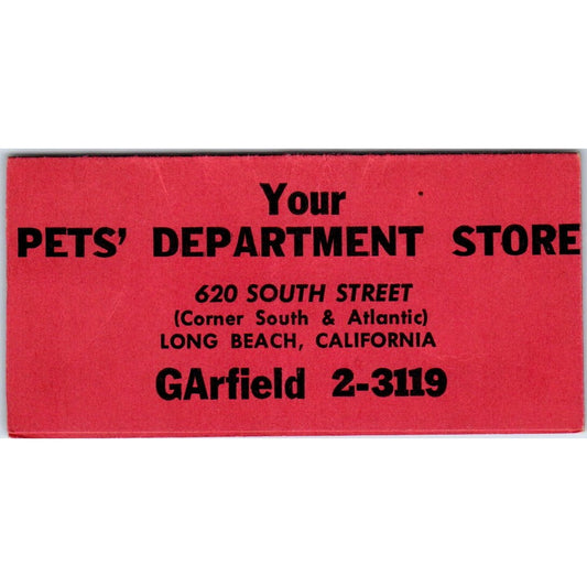 Boyd's Pet Shop 620 S. St. Long Beach CA Vintage Business Card SD8-B15