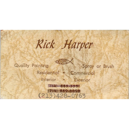 Rick Harper Painting Los Angeles CA Col. 3:23 Vintage Business Card SD8-B14