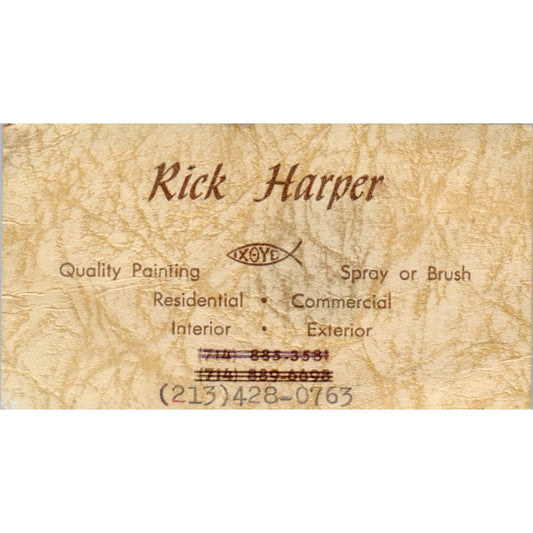 Rick Harper Painting Los Angeles CA Col. 3:23 Vintage Business Card SD8-B14